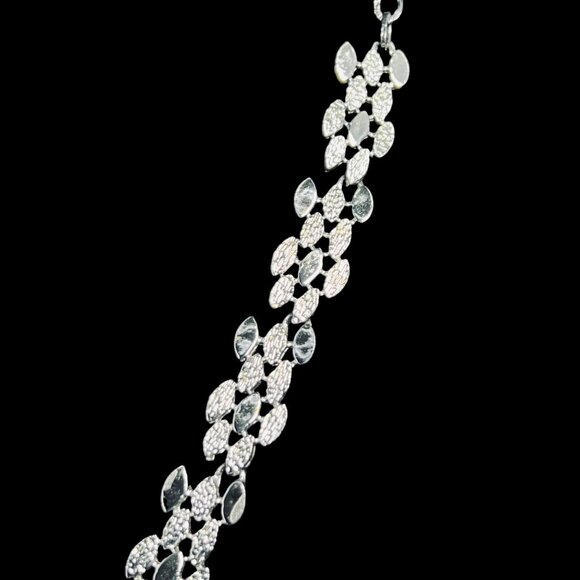 Vintage Silver Tone Textured Link Choker Necklace (5306) - Picture 5 of 7